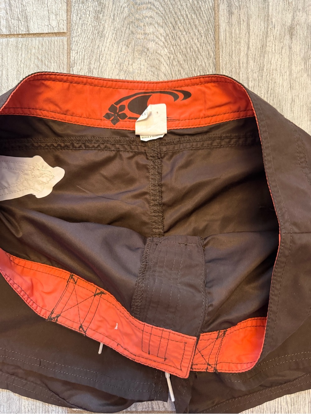 Y2K O'Neill Woman’s Brown And Orange Swim Boardshorts Size 13 With - Picture 7 of 8